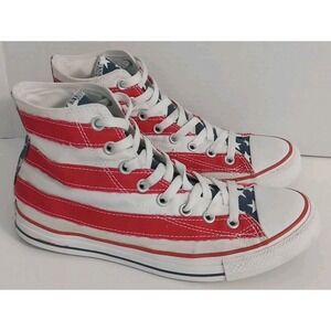 Converse Unisex Red White Blue Flag Taylor Hi Top Sneakers Size Men 8 Women 10